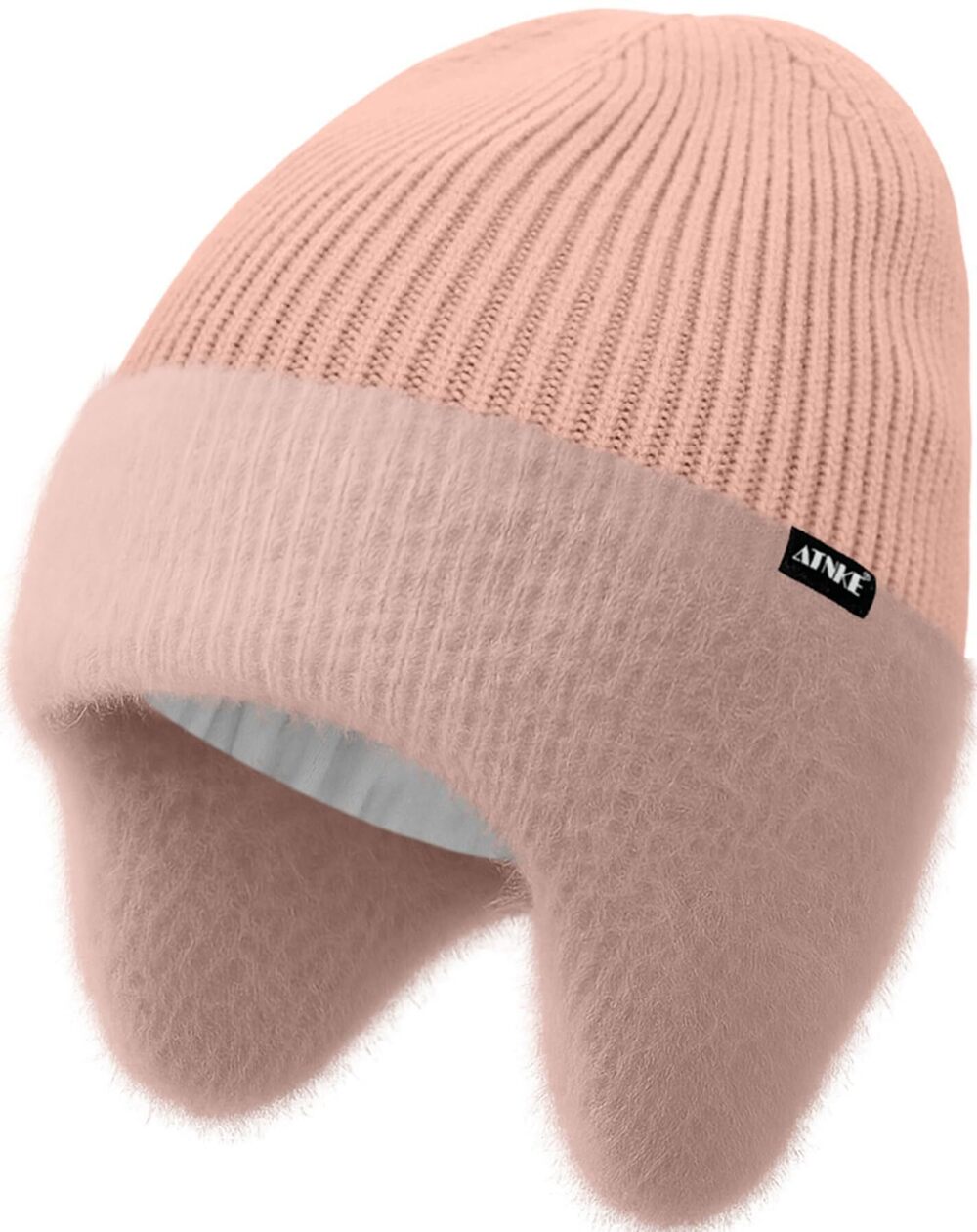 8107 Winter Beanie Hat with Earflap , Soft Warm Fleece Lined Ski Hats Thick
